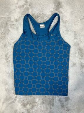 Nike Teal Blue Circular-Print Racerback Tank